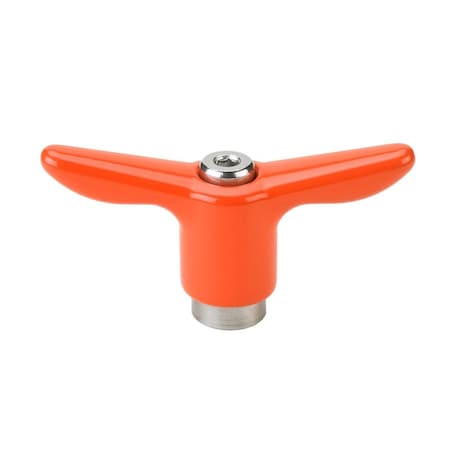 Adjustable Handle, T-Handle Design, Cast Zinc, 3/8-16 Internal Stainless Steel Thread, 3.07 Handle Diameter, Safety Orange Handle